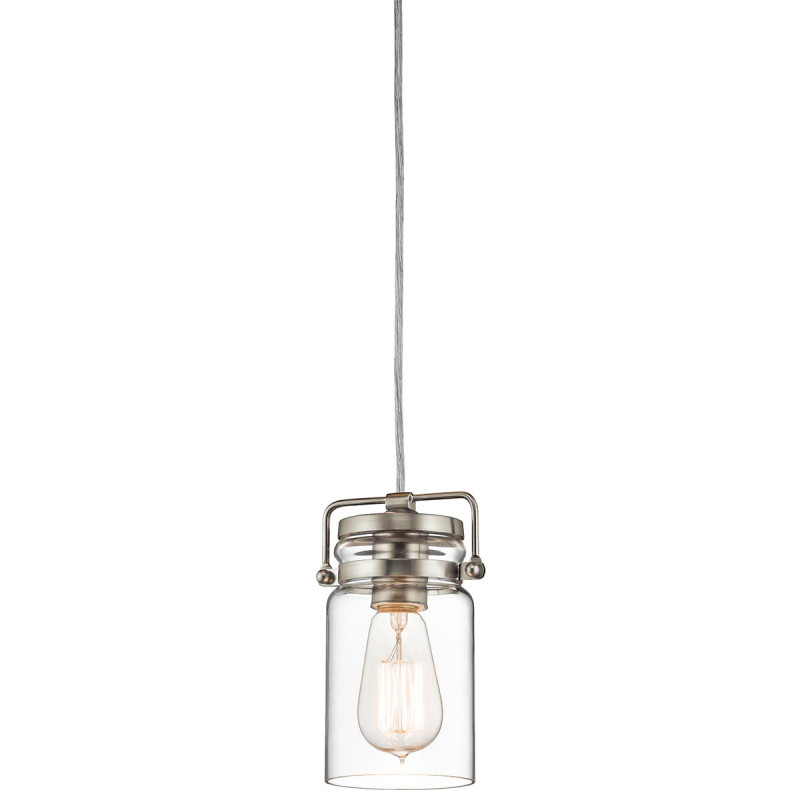 Mała lampa wisząca Brinley - 1 źródło światła - Szczotkowany nikiel KL-BRINLEY-MP-NI