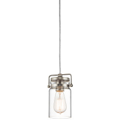 Mała lampa wisząca Brinley - 1 źródło światła - Szczotkowany nikiel KL-BRINLEY-MP-NI