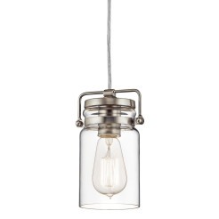 Mała lampa wisząca Brinley - 1 źródło światła - Szczotkowany nikiel KL-BRINLEY-MP-NI