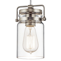 Mała lampa wisząca Brinley - 1 źródło światła - Szczotkowany nikiel KL-BRINLEY-MP-NI