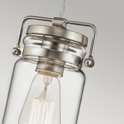 Mała lampa wisząca Brinley - 1 źródło światła - Szczotkowany nikiel KL-BRINLEY-MP-NI