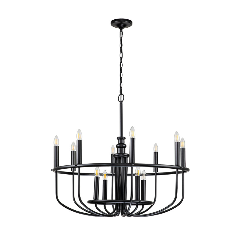 Żyrandol Capitol Hill - 12 źródeł światła - Czarny KL-CAPITOL-HILL12-BLK