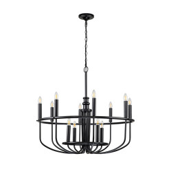 Żyrandol Capitol Hill - 12 źródeł światła - Czarny KL-CAPITOL-HILL12-BLK