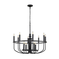 Żyrandol Capitol Hill - 12 źródeł światła - Czarny KL-CAPITOL-HILL12-BLK