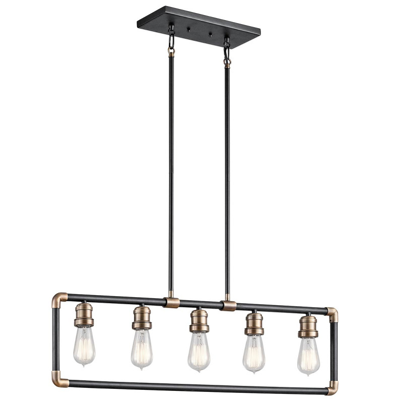 Lampa wyspowa Imahn - 5 źródeł światła - Czarny, naturalny mosiądz KL-IMAHN-ISLE