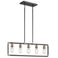 Lampa wyspowa Imahn - 5 źródeł światła - Czarny, naturalny mosiądz KL-IMAHN-ISLE