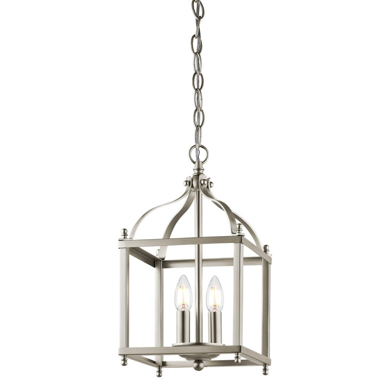 Mała lampa wisząca Larkin - 2 źródła światła - Szczotkowany nikiel KL-LARKIN-P-S-NI
