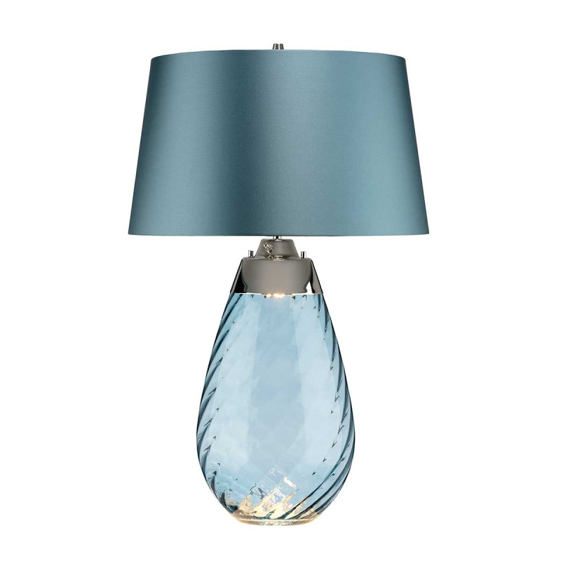 Duża lampa stołowa Lena - 2 źródła światła - Niebieski - Niebieski abażur LENA-TL-L-BLUE