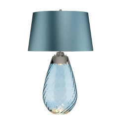 Duża lampa stołowa Lena - 2 źródła światła - Niebieski - Niebieski abażur LENA-TL-L-BLUE