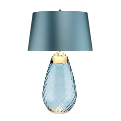 Duża lampa stołowa Lena - 2 źródła światła - Niebieski - Niebieski abażur LENA-TL-L-BLUE