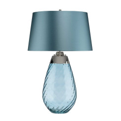 Duża lampa stołowa Lena - 2 źródła światła - Niebieski - Niebieski abażur LENA-TL-L-BLUE
