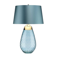 Duża lampa stołowa Lena - 2 źródła światła - Niebieski - Niebieski abażur LENA-TL-L-BLUE