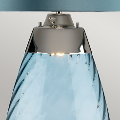 Duża lampa stołowa Lena - 2 źródła światła - Niebieski - Niebieski abażur LENA-TL-L-BLUE