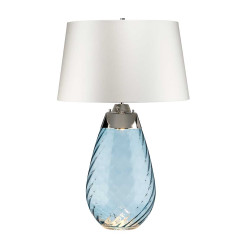 Duża lampa stołowa Lena - 2 źródła światła - Niebieski - Abażur off-white LENA-TL-L-BLUE-OWSS