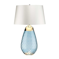 Duża lampa stołowa Lena - 2 źródła światła - Niebieski - Abażur off-white LENA-TL-L-BLUE-OWSS