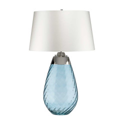 Duża lampa stołowa Lena - 2 źródła światła - Niebieski - Abażur off-white LENA-TL-L-BLUE-OWSS