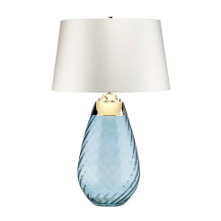 Duża lampa stołowa Lena - 2 źródła światła - Niebieski - Abażur off-white LENA-TL-L-BLUE-OWSS
