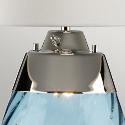 Duża lampa stołowa Lena - 2 źródła światła - Niebieski - Abażur off-white LENA-TL-L-BLUE-OWSS