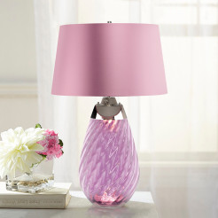 Duża lampa stołowa Lena - 2 źródła światła - Fioletowy - Fioletowy abażur LENA-TL-L-PLUM
