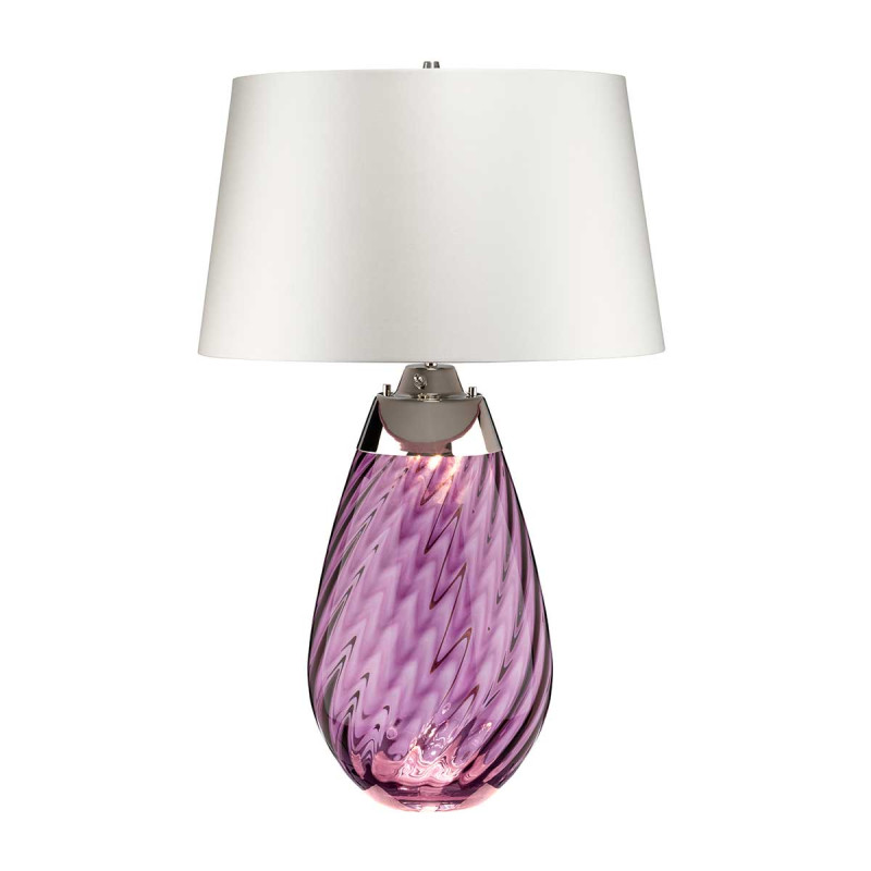 Duża lampa stołowa Lena - 2 źródła światła - Fioletowy - Abażur off-white LENA-TL-L-PLUM-OWSS