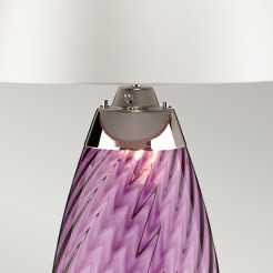Duża lampa stołowa Lena - 2 źródła światła - Fioletowy - Abażur off-white LENA-TL-L-PLUM-OWSS