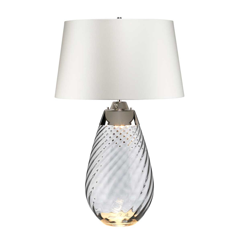 Duża lampa stołowa Lena - 2 źródła światła - Przydymiony - Abażur off-white LENA-TL-L-SMOKE-OWSS
