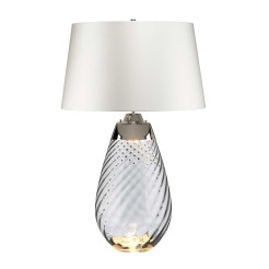 Duża lampa stołowa Lena - 2 źródła światła - Przydymiony - Abażur off-white LENA-TL-L-SMOKE-OWSS