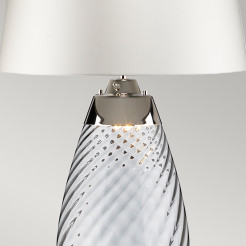 Duża lampa stołowa Lena - 2 źródła światła - Przydymiony - Abażur off-white LENA-TL-L-SMOKE-OWSS