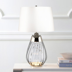 Duża lampa stołowa Lena - 2 źródła światła - Przydymiony - Abażur off-white LENA-TL-L-SMOKE-OWSS