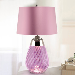 Mała lampa stołowa Lena - 2 źródła światła - Fioletowy - Fioletowy abażur LENA-TL-S-PLUM