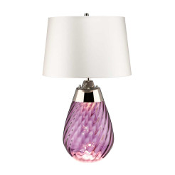 Mała lampa stołowa Lena - 2 źródła światła - Fioletowy - Abażur off-white LENA-TL-S-PLUM-OWSS