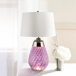 Mała lampa stołowa Lena - 2 źródła światła - Fioletowy - Abażur off-white LENA-TL-S-PLUM-OWSS