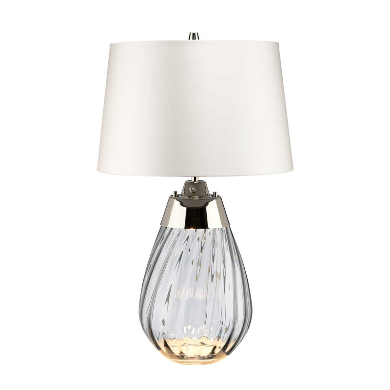 Mała lampa stołowa Lena - 2 źródła światła - Przydymiony - Abażur off-white LENA-TL-S-SMOKE-OWSS