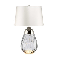 Mała lampa stołowa Lena - 2 źródła światła - Przydymiony - Abażur off-white LENA-TL-S-SMOKE-OWSS