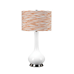 Lampa stołowa Milo - 1 źródło światła - Biały, polerowany nikiel - Pomarańczowy abażur MILO-PN-TL-LORA
