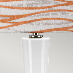Lampa stołowa Milo - 1 źródło światła - Biały, polerowany nikiel - Pomarańczowy abażur MILO-PN-TL-LORA