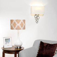 Lampa stołowa Milo - 1 źródło światła - Biały, polerowany nikiel - Różowy abażur MILO-PN-TL-OVTH