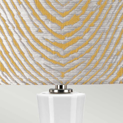 Lampa stołowa Milo - 1 źródło światła - Biały, polerowany nikiel - Żółty abażur MILO-PN-TL-PSM