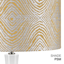 Lampa stołowa Milo - 1 źródło światła - Biały, polerowany nikiel - Żółty abażur MILO-PN-TL-PSM