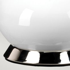 Lampa stołowa Milo - 1 źródło światła - Biały, polerowany nikiel - Szary abażur MILO-PN-TL-VOGSC