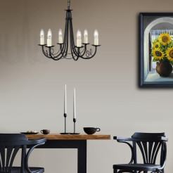 Żyrandol Minster - 6 źródeł światła - Czarny MN6-BLACK