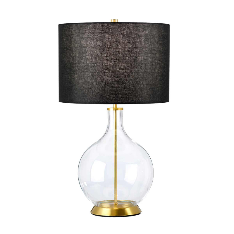 Lampa stołowa Orb - 1 źródło światła - Postarzany mosiądz - Czarny abażur ORB-CLEAR-AB-BLK