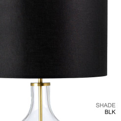 Lampa stołowa Orb - 1 źródło światła - Postarzany mosiądz - Czarny abażur ORB-CLEAR-AB-BLK