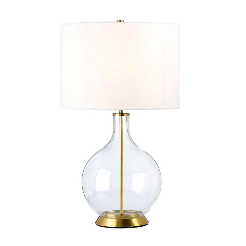 Lampa stołowa Orb - 1 źródło światła - Postarzany mosiądz - Biały abażur ORB-CLEAR-AB-WHT