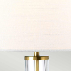 Lampa stołowa Orb - 1 źródło światła - Postarzany mosiądz - Biały abażur ORB-CLEAR-AB-WHT