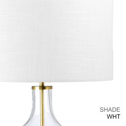 Lampa stołowa Orb - 1 źródło światła - Postarzany mosiądz - Biały abażur ORB-CLEAR-AB-WHT