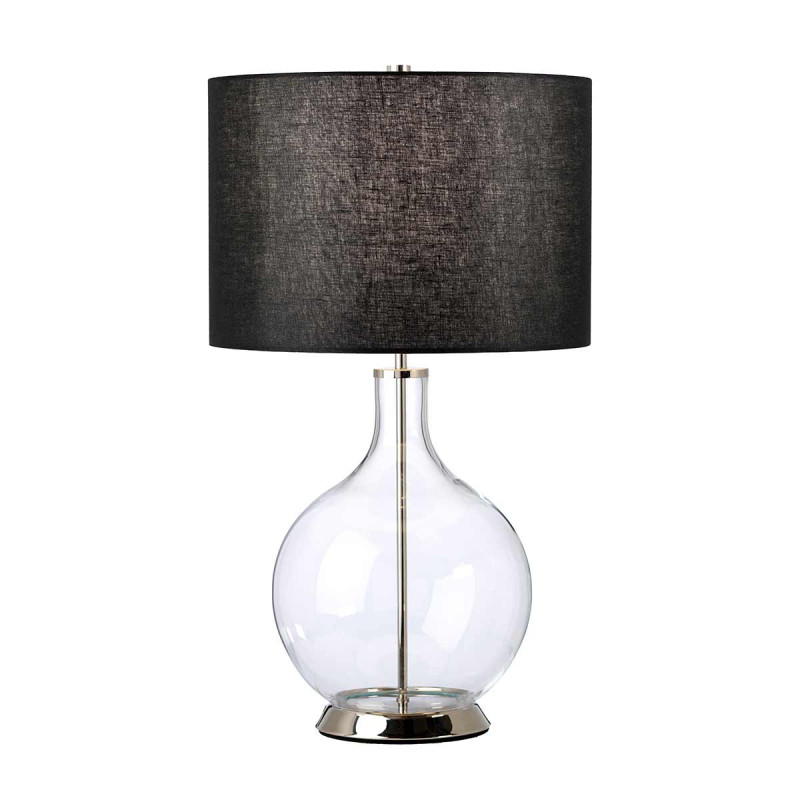 Lampa stołowa Orb - 1 źródło światła - Polerowany nikiel - Czarny abażur ORB-CLEAR-PN-BLK