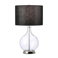 Lampa stołowa Orb - 1 źródło światła - Polerowany nikiel - Czarny abażur ORB-CLEAR-PN-BLK