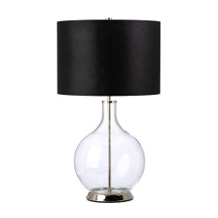 Lampa stołowa Orb - 1 źródło światła - Polerowany nikiel - Czarny abażur ORB-CLEAR-PN-BLK