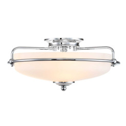 Plafon Griffin - 3 źródła światła - Polerowany chrom - Opalowy klosz QZ-GRIFFIN-F-PC